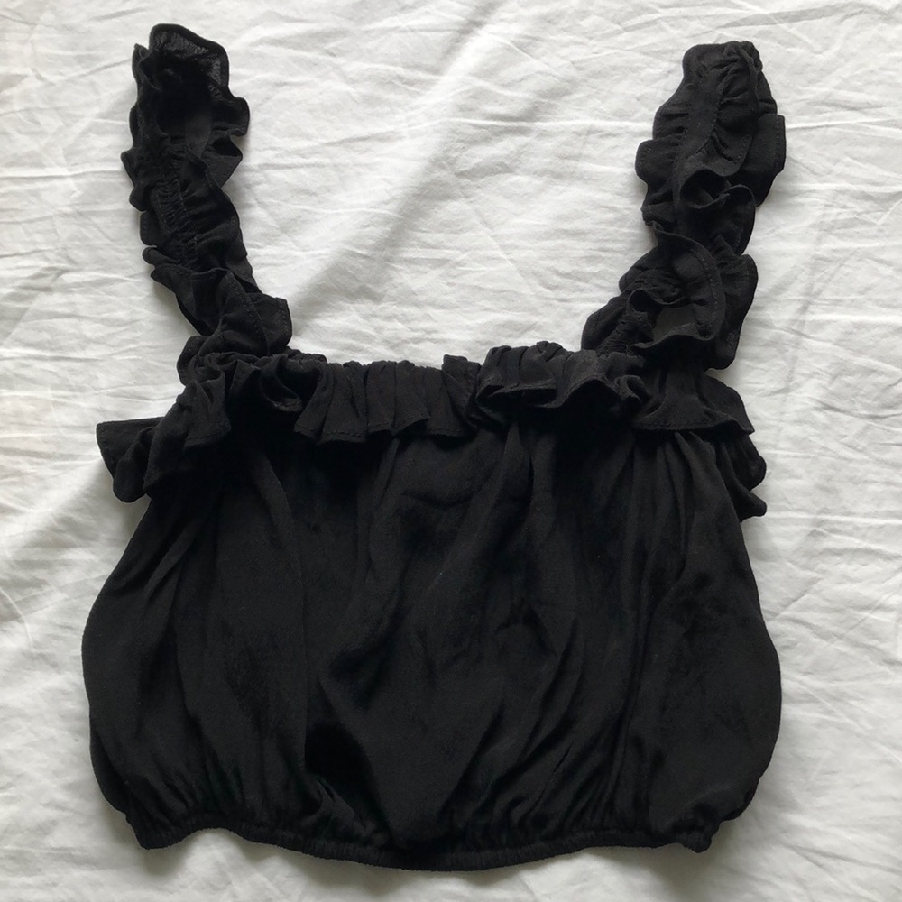 Black Ruffle Crop Top